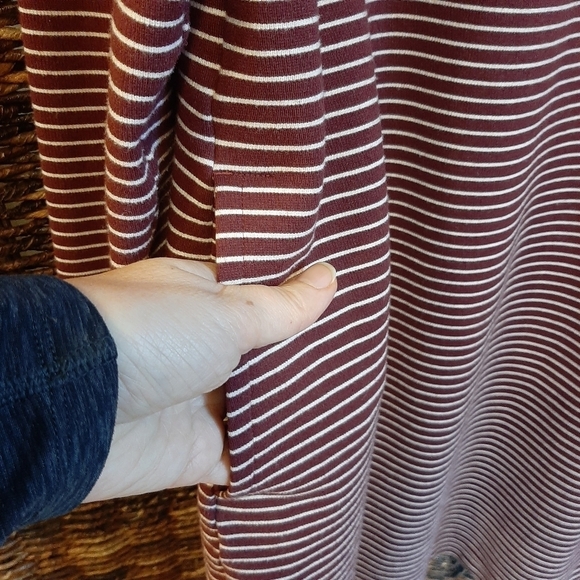 Duluth Trading Co. Dress Women's XL Maroon Ponte Pro Striped Knee Length Pockets - Picture 5 of 7